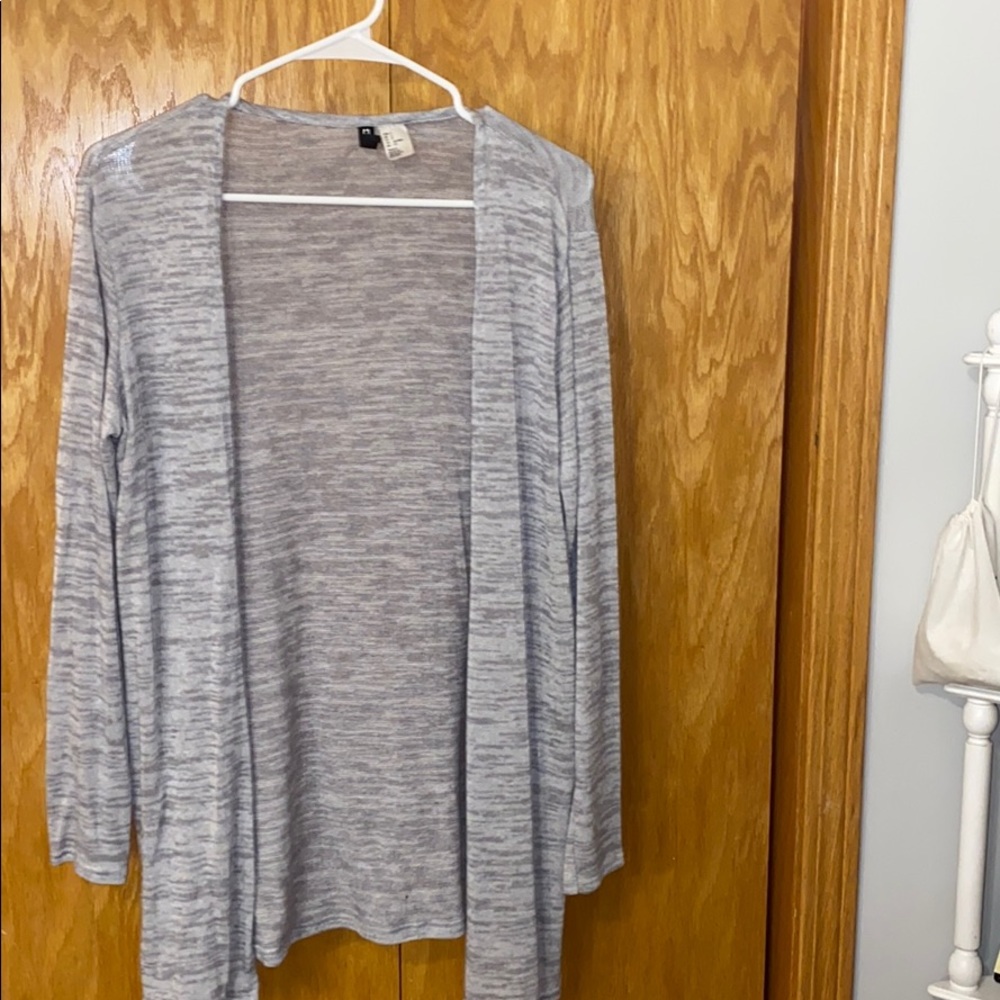 grey cardigan